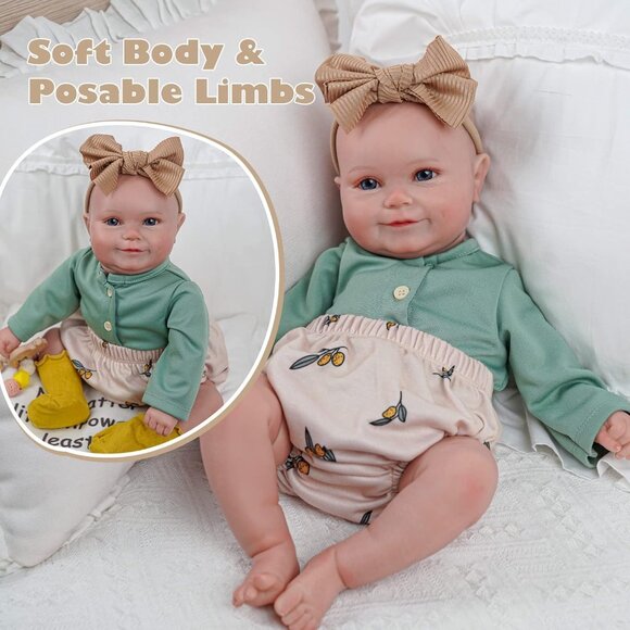 🆕20Inch Realistic Soft Vinyl With Weighted Cloth Body Elmer Girl Reborn Baby - Picture 5 of 10